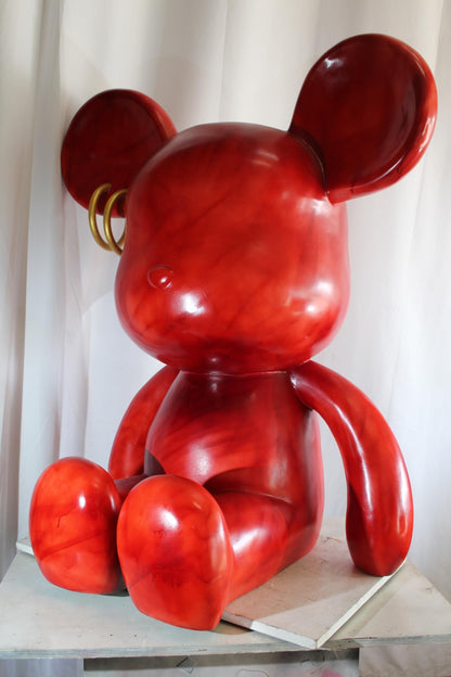 NIFAO Giant Red Mouse Sculpture Pop Art Resin Statement Piece 28"x36"x48"H