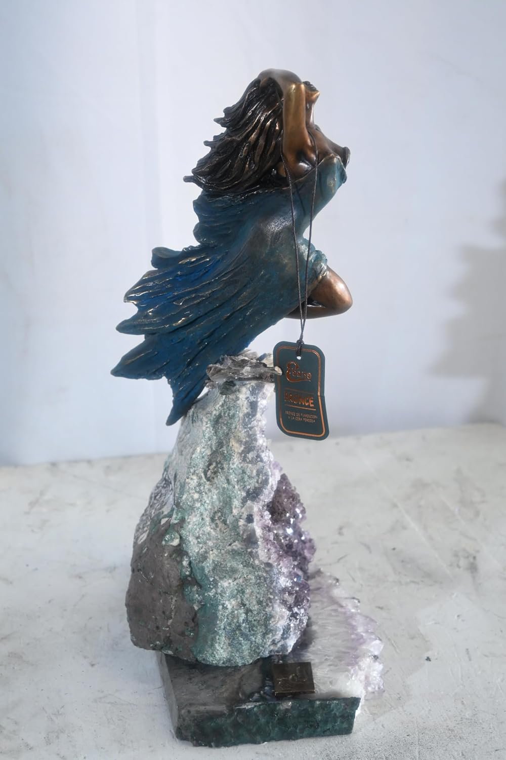 Manel Vidal Emerge Bronze Maiden on Amethyst Geode Ebano 11"x7"x16"H