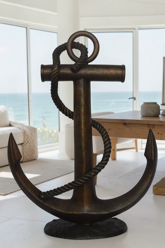 Anchor bronze statue - Size: 28"L x 11"W x 36"H.