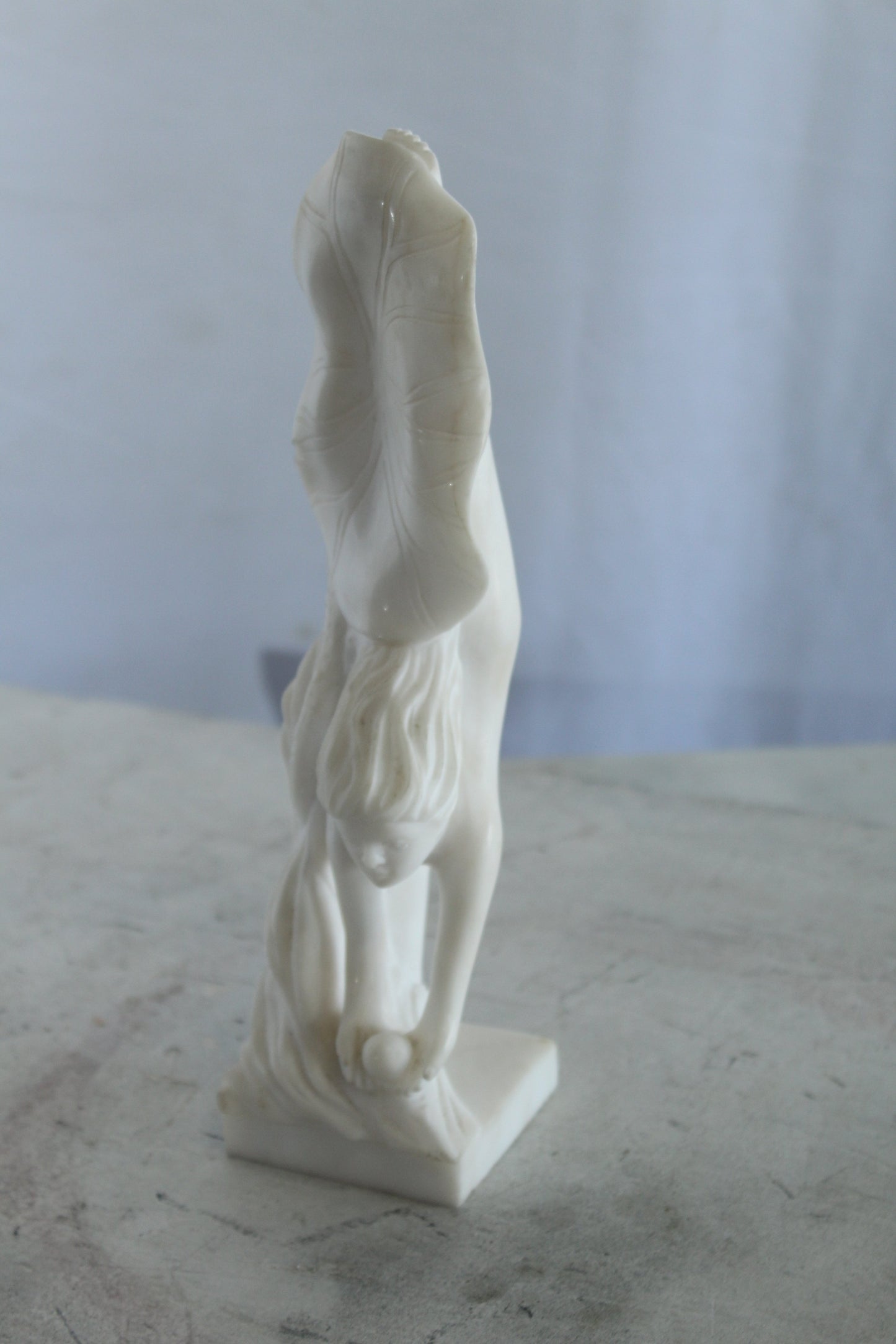 NIFAO Marble Woman Diving for a Pearl Marble Sculpture 4" x 4" x 12"H