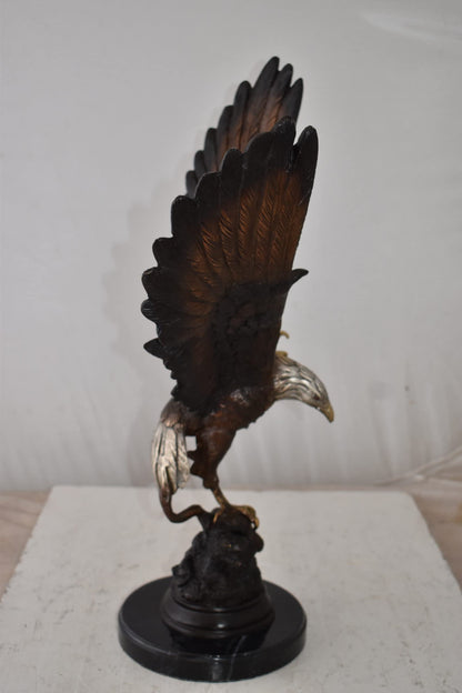 Eagle In Action Trying to Catch His Prey Bronze Statue Size: 17" x 10" x 23"H