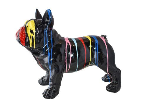 French Bulldog Colored with Paint Drops Resin Statue Size: 24" x 11" x 18"H