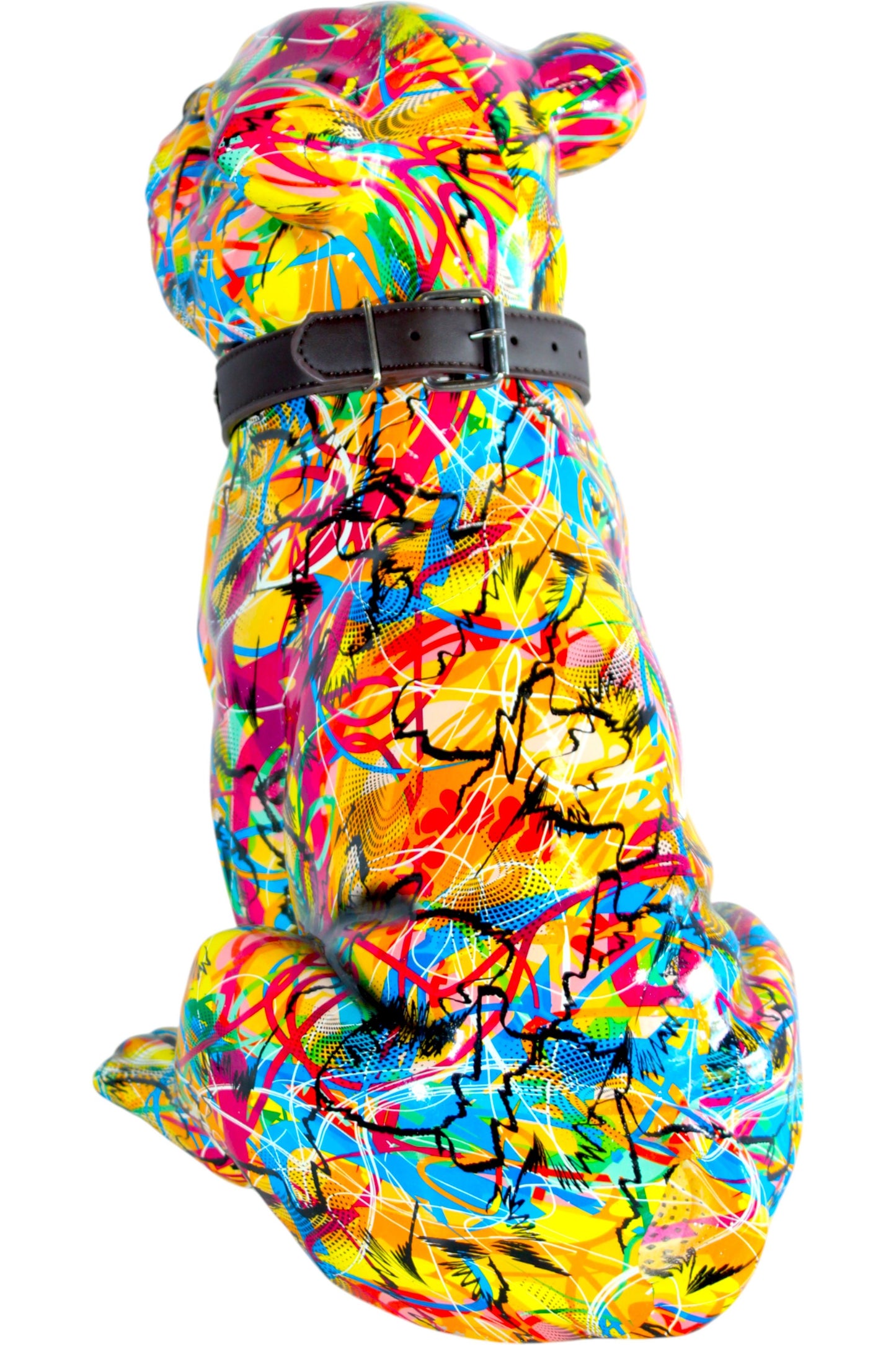 Vibrant Bulldog Resin Statue Pop Art Style Dog Decor Sculpture 18" x 11" x 19"H