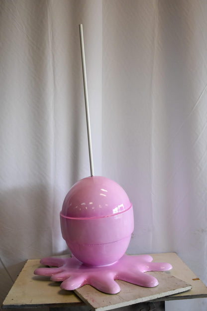 Giant Modern Pink Melting Lollipop Resin Statue 31" x 27" x 56"H