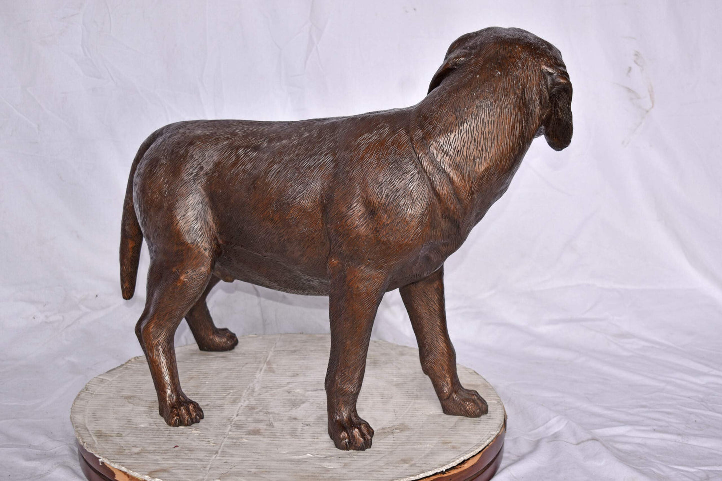 Beagle Dog Standing Made of Bronze, Statue - Size: 27"L x 14"W x 21"H.