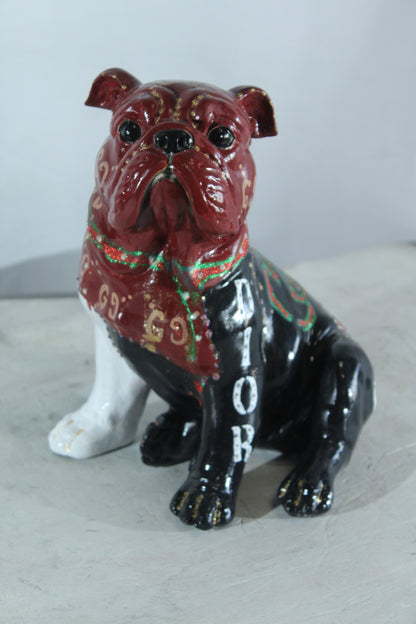 NIFAO Resin Bulldog Statue Fashion Inspired Hand Painted Decor 9" x 10" x 12"H