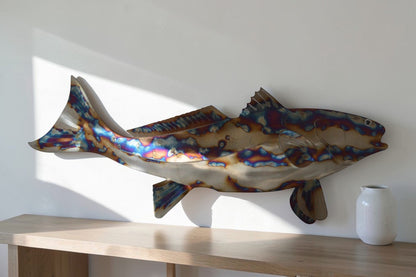 Fish laser cut steel wall mounted - Size: 25"L x 2"W x 9"H.