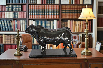 Bull Standing on a Marble base Bronze Statue -  Size: 19"L x 8"W x 13"H.