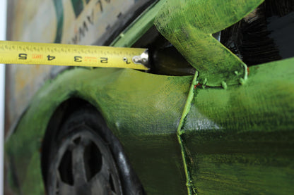 NIFAO Lamborghini Inspired Green Supercar Painting on Metal 3D 79" x 2" x 40"H