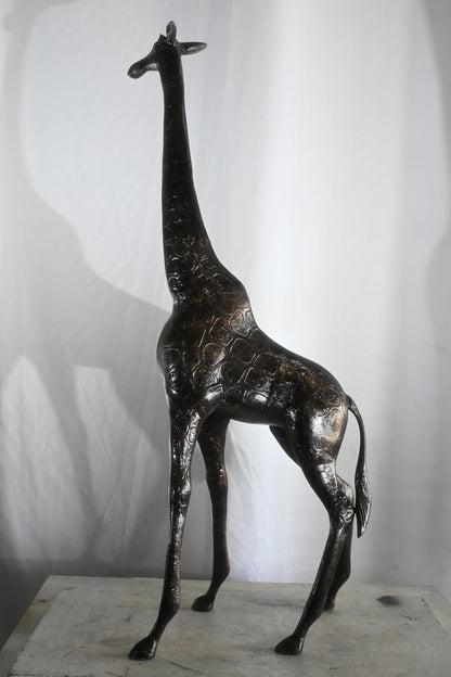 Tall Standing Giraffe Handcrafted Aluminum Safari Statue 19"x11"x49"H