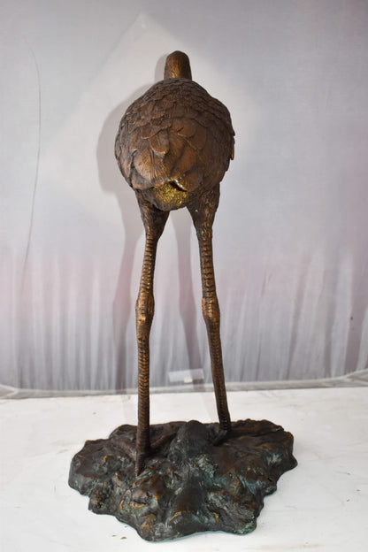 Great Blue Heron Brown Patina Bronze Statue Size: 25" x 15" x 25"H