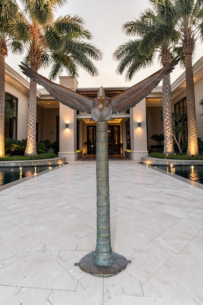 Life Size Pelican Flying Bronze Status - Size: 69"L x 45"W x 88"H.