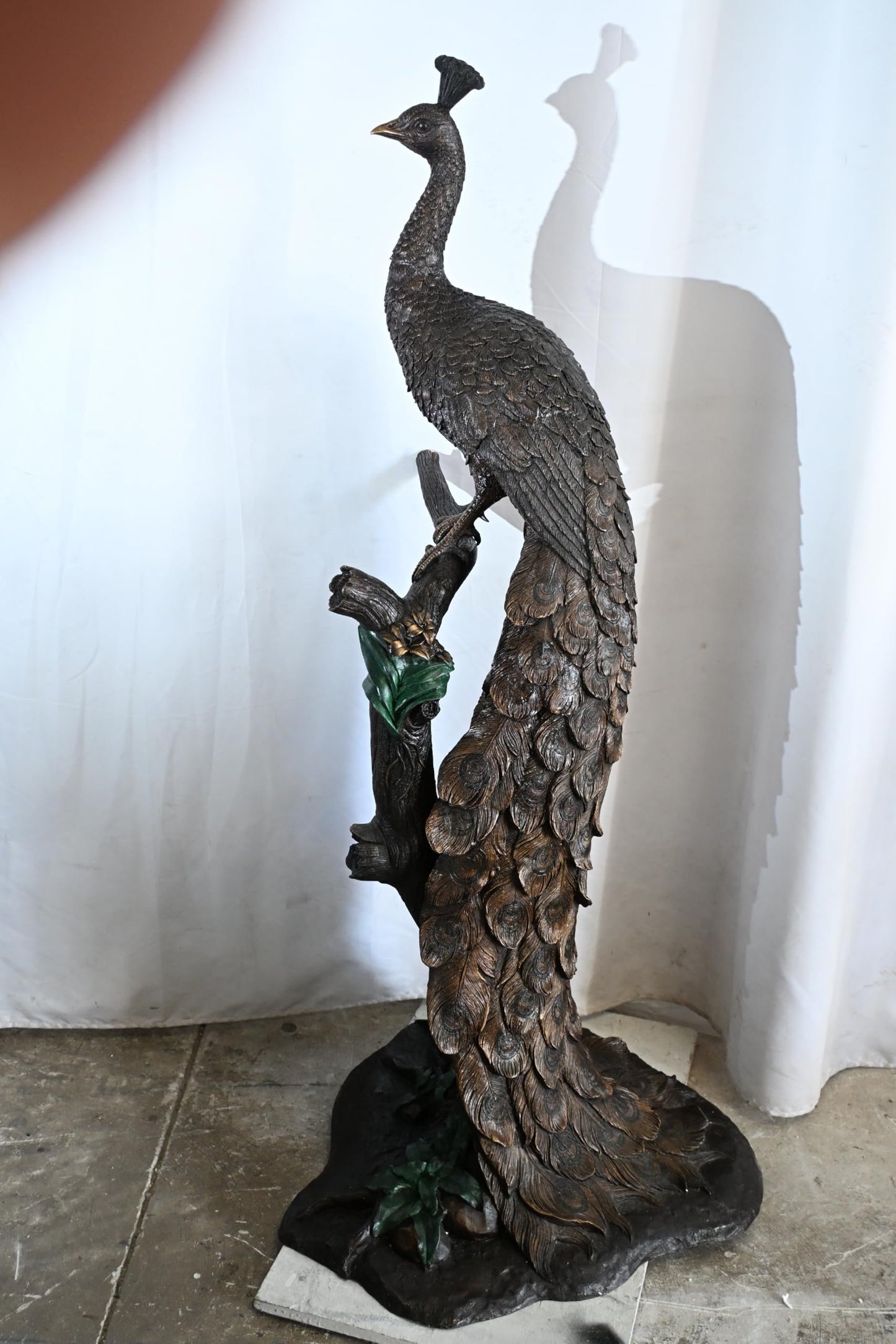 Life Size Peacock Bronze Statue Bird Sculpture Large 31"x30"x64"H