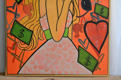 Monique Pop Art Canvas Painting Framed Fashion Woman Art 61"x41"