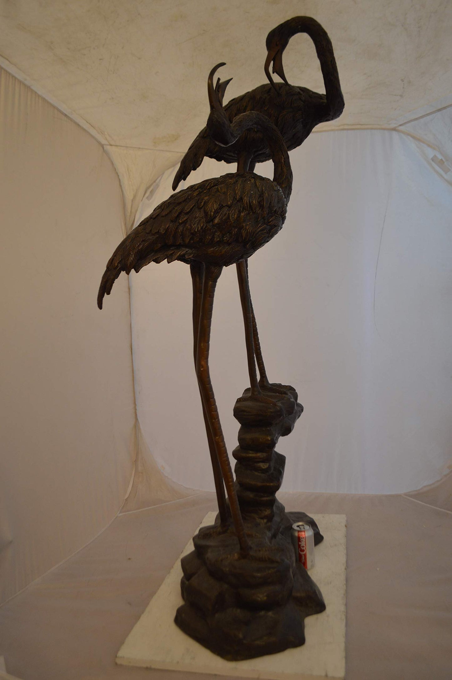 Pair of Flamingos Bronze Statue Fountain -  Size: 33"L x 22"W x 60"H.