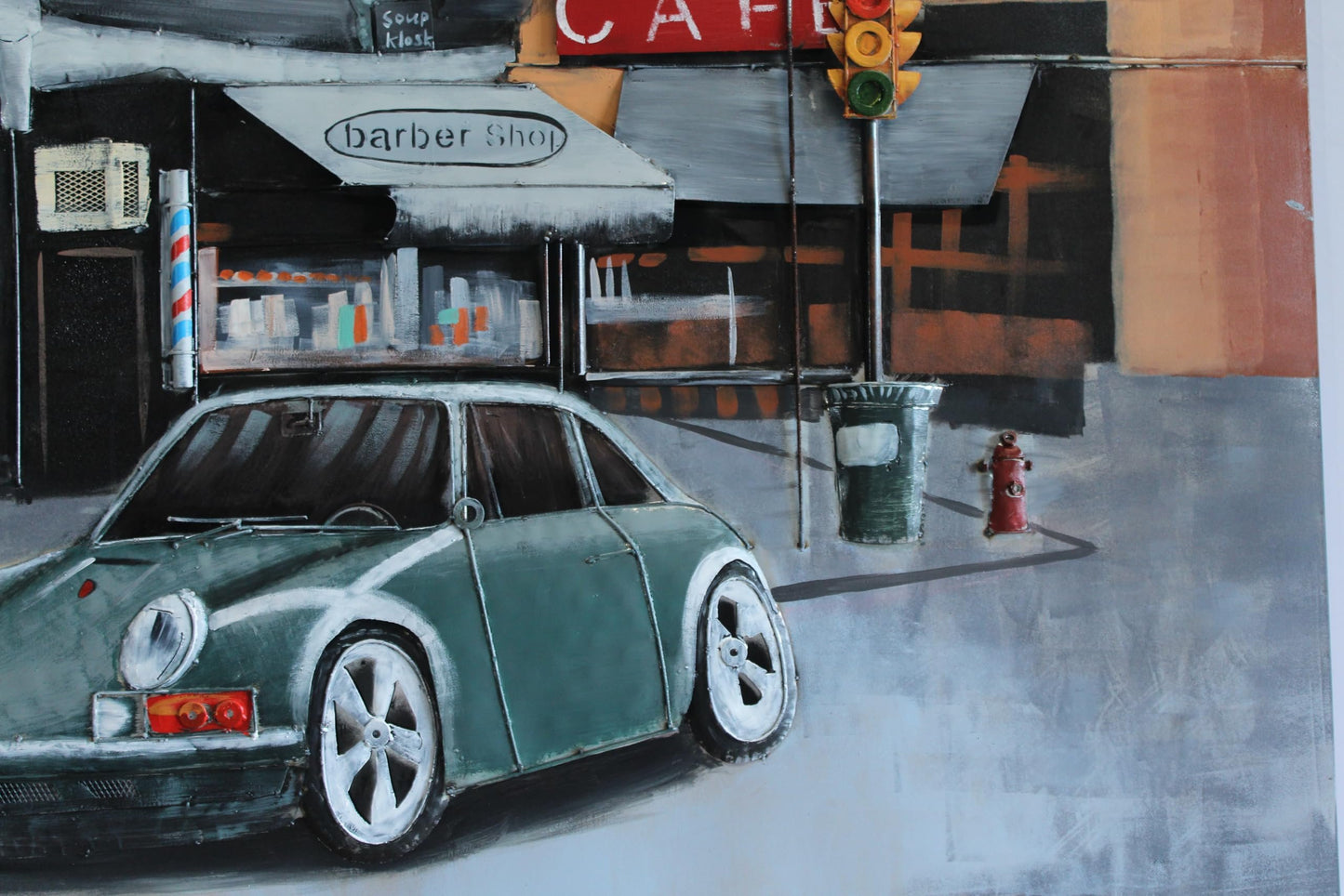 NIFAO Porsche 911 Inspired Classic Green Sports Car Metal Wall Art 79" x 2" x 40"H