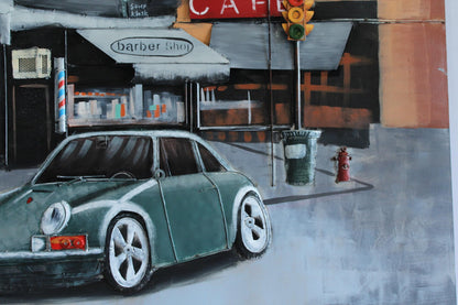 NIFAO Porsche 911 Inspired Classic Green Sports Car Metal Wall Art 79" x 2" x 40"H