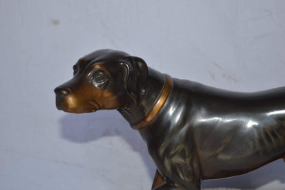 Black Labrador Bronze Statue Mounted on A Marble - Size: 20"L x 8"W x 14"H.