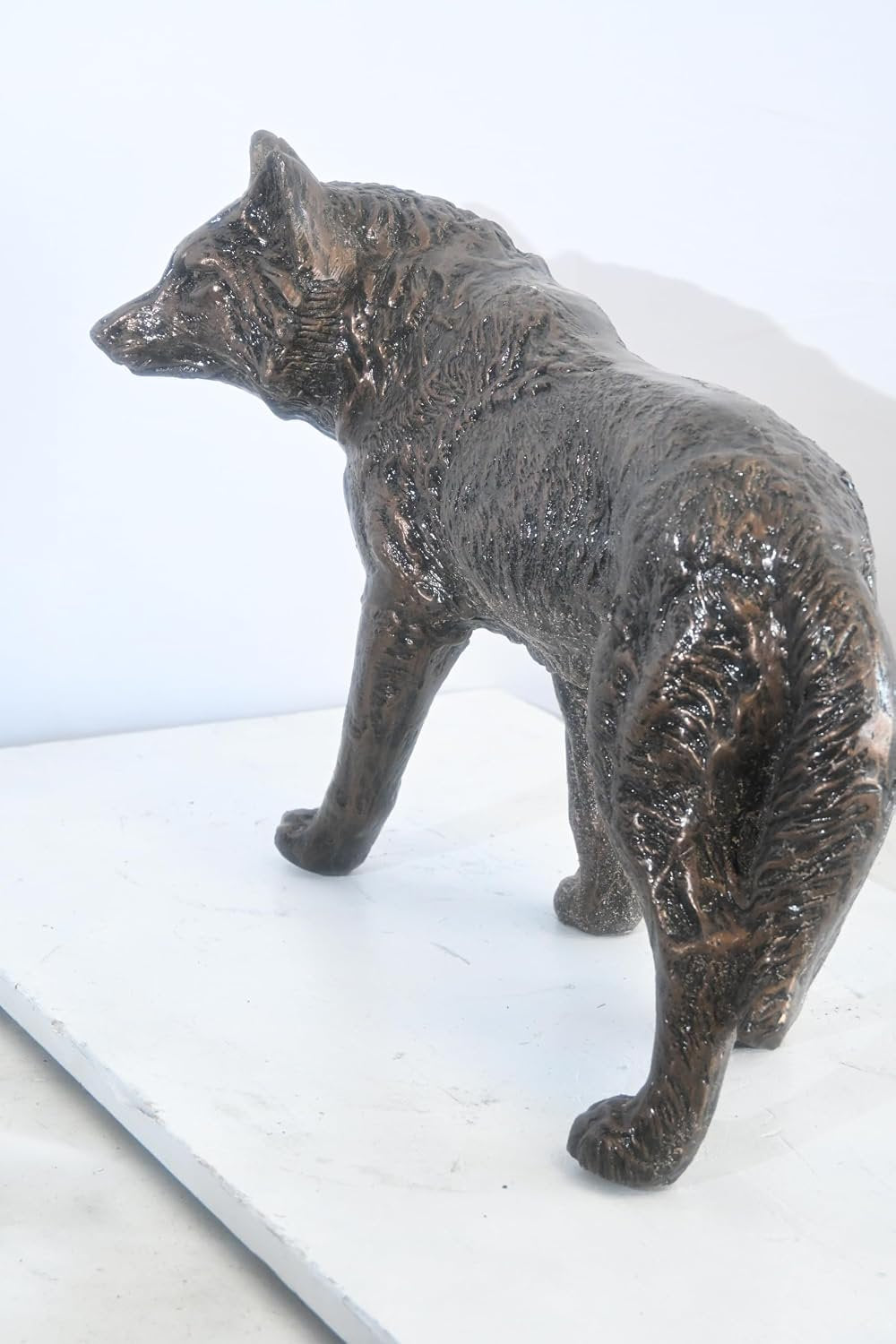 Aluminum Walking Wolf Statue Bronze Tone Finish 23"x11"x16"H