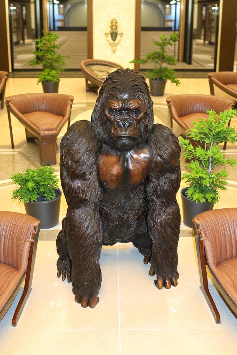 King Kong Bronze Statue -  Size: 32"L x 28"W x 49"H.