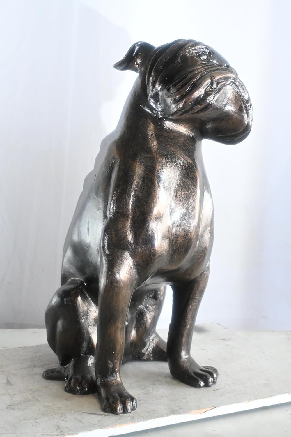 Bold Life Size English Bulldog Aluminum Garden Sculpture 22"x15"x29"H