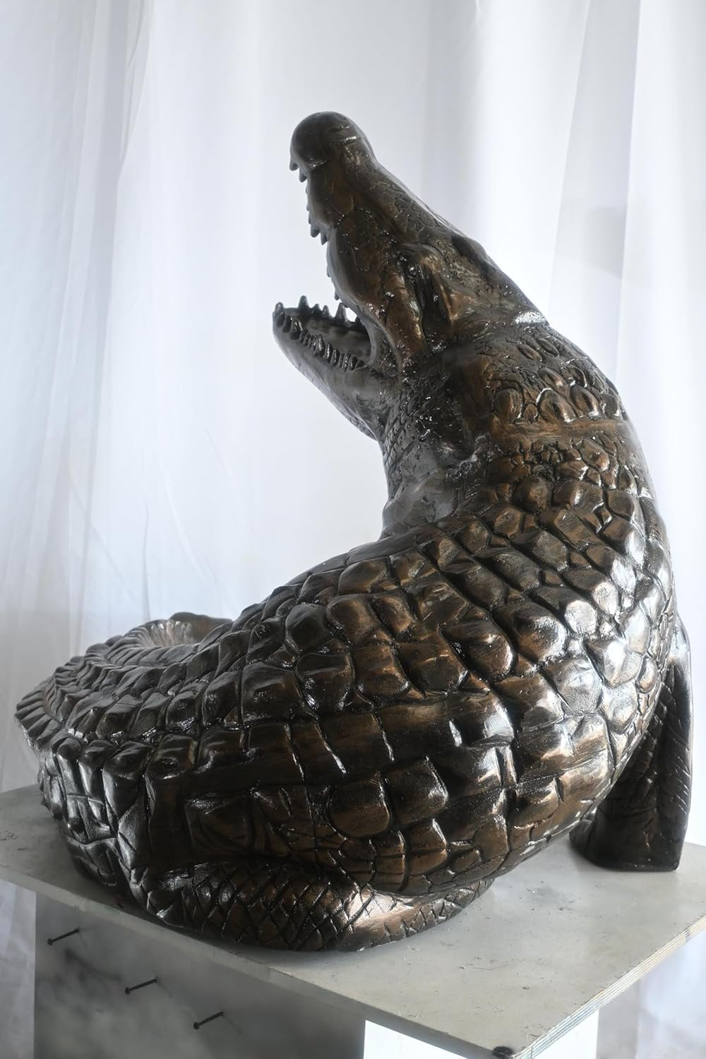 Life Size Giant Rearing Alligator Aluminum Garden Statue 54"x40"x42"H