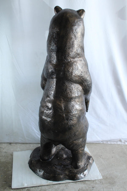 NIFAO Giant Aluminum Bear Statue with Forest Base – Wildlife Sculpture for Lodge, Cabin & Outdoor Décor - 20" x 23" x 61"H