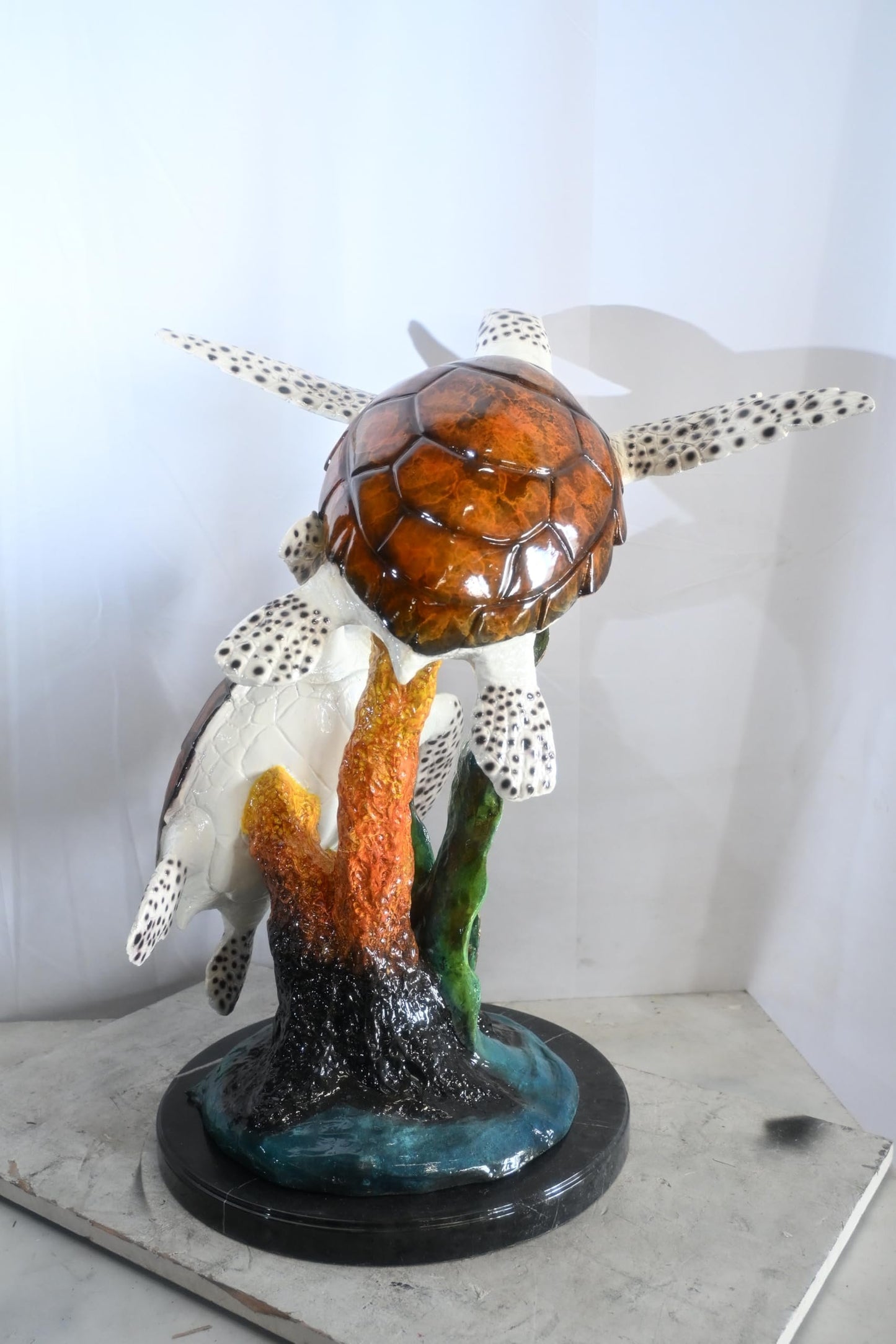 Two Sea Turtles Bronze Sculpture Ascending Formation 26"x31"x33"H