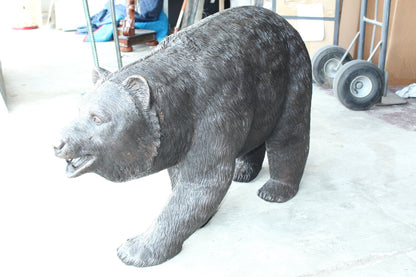 A Bear Walking Bronze Hand-Crafted Durable Design Statue - Welcome Sign Guest Greeter Decor for Patio Garden, Lawn, Home, Backyard - Home Decor - Art Decoration - 39" Length x 12" Width x 24" Height