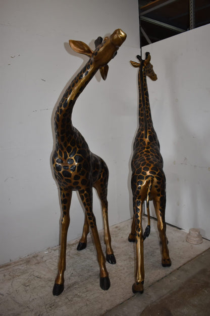 Pair of Young Playful Giraffes Bronze Statue Size: 54" x 18" x 89"H