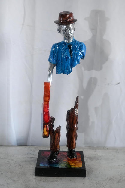 Traveler Guitar Player Sculpture Aluminum Pop Art Statue 8"x10"x25"H