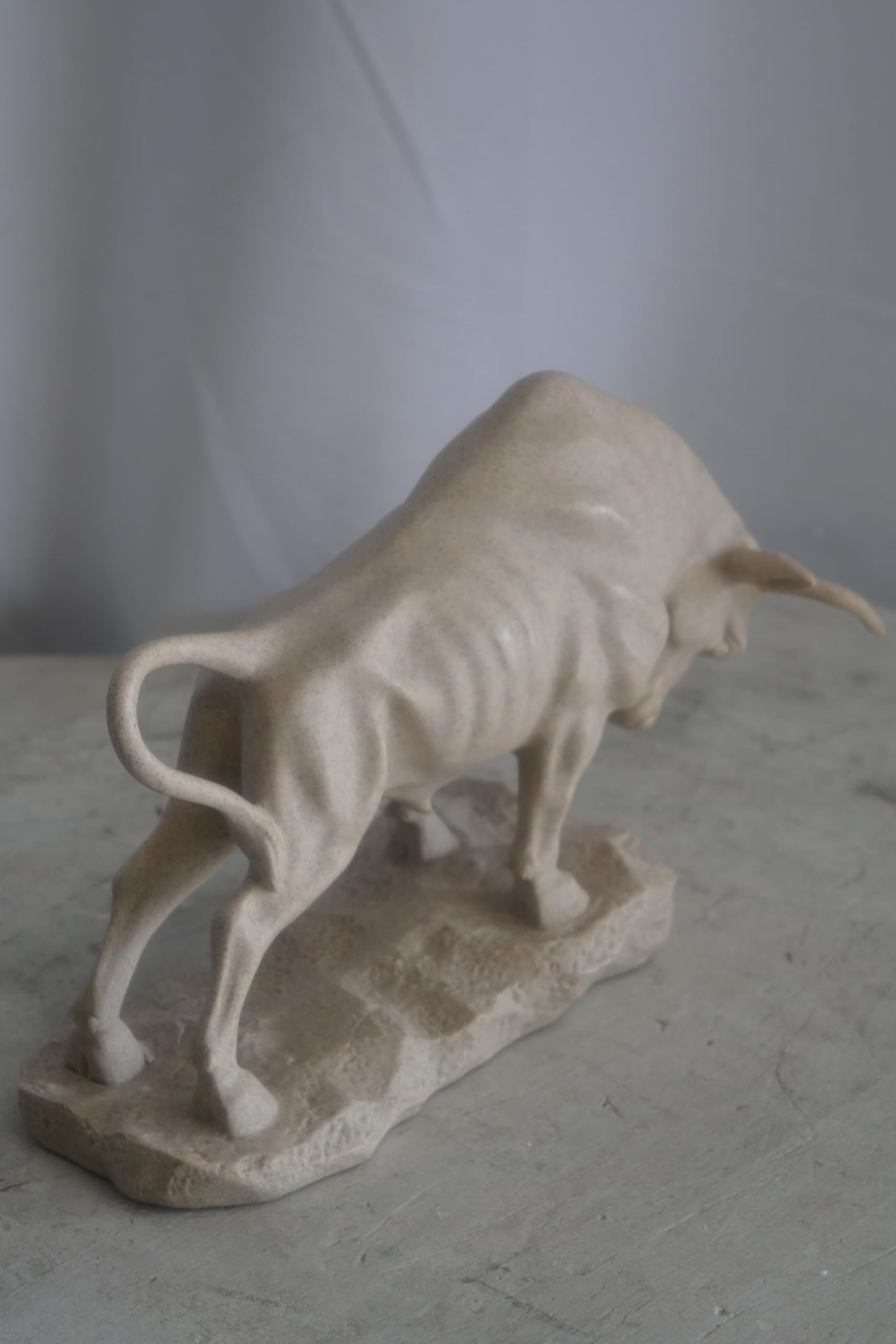 Resin Charging Bull Sculpture on Rocky Base Decor 14"x4"x9"H