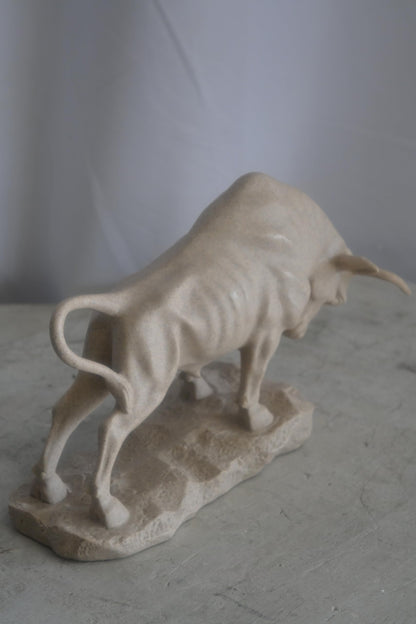 Resin Charging Bull Sculpture on Rocky Base Decor 14"x4"x9"H