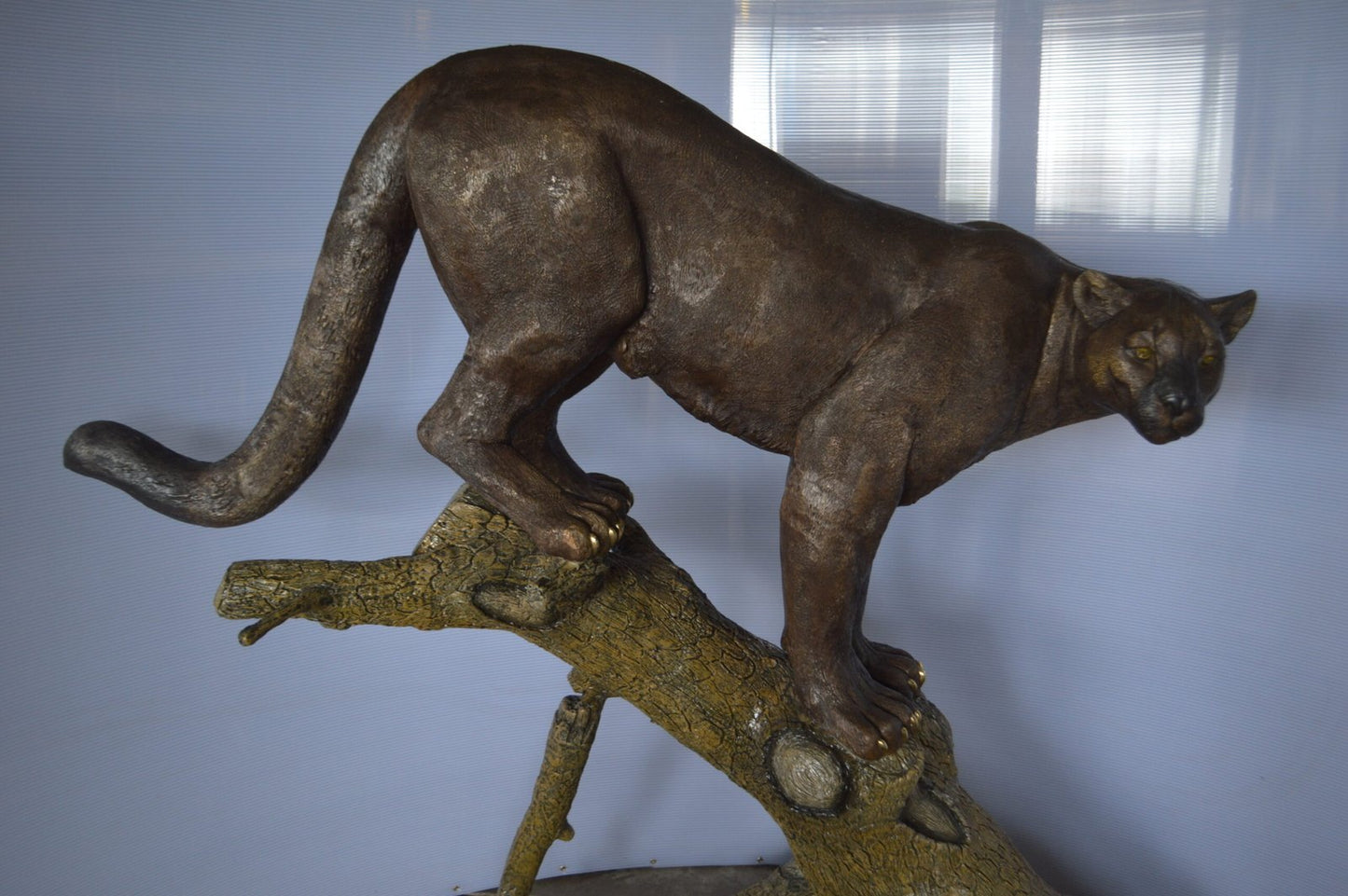 Mountain Lion Bronze Statue -  Size: 73"L x 41"W x 65"H.