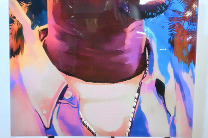 Tupac Shakur Colorful Portrait Resin Covered Canvas 40"x64"
