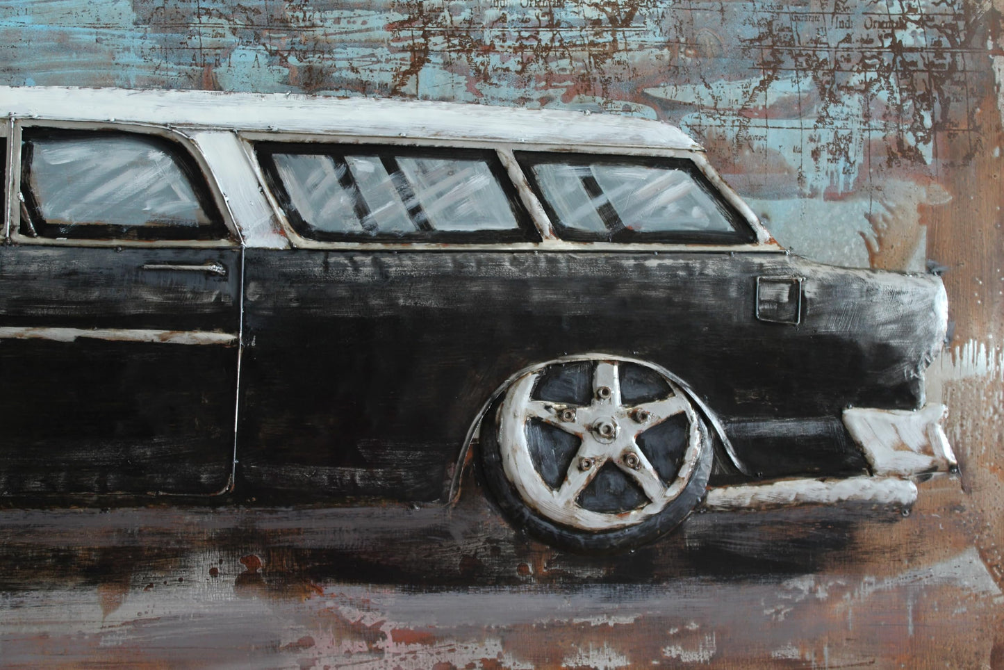 1955 Chevy Nomad Wagon 3D Metal Wall Art Handcrafted 79" x 2" x 40"H