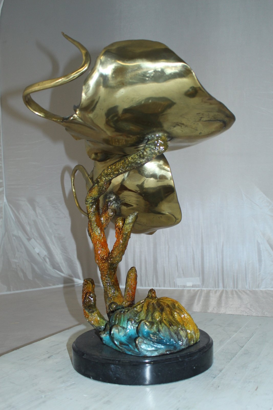 Double Manta Ray Bronze Statue -  Size: 14"L x 24"W x 21"H.