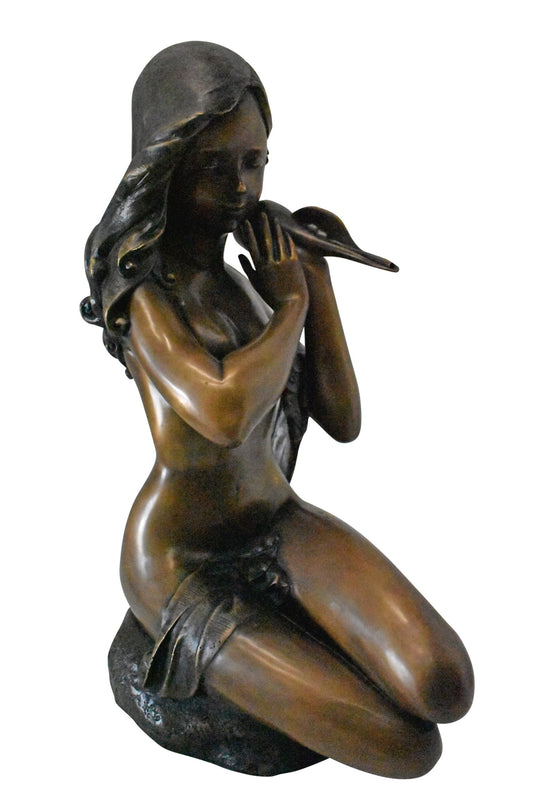 Beautiful Girl Holding a Shell Bronze Statue Fountain - Size: 17" x 15" x 26"H.
