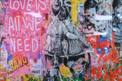 Love Is All We Need Street Art Style Resin Canvas 54"x35"