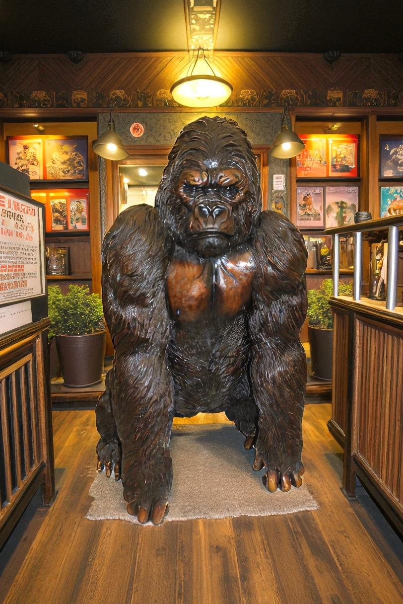 King Kong Bronze Statue -  Size: 32"L x 28"W x 49"H.