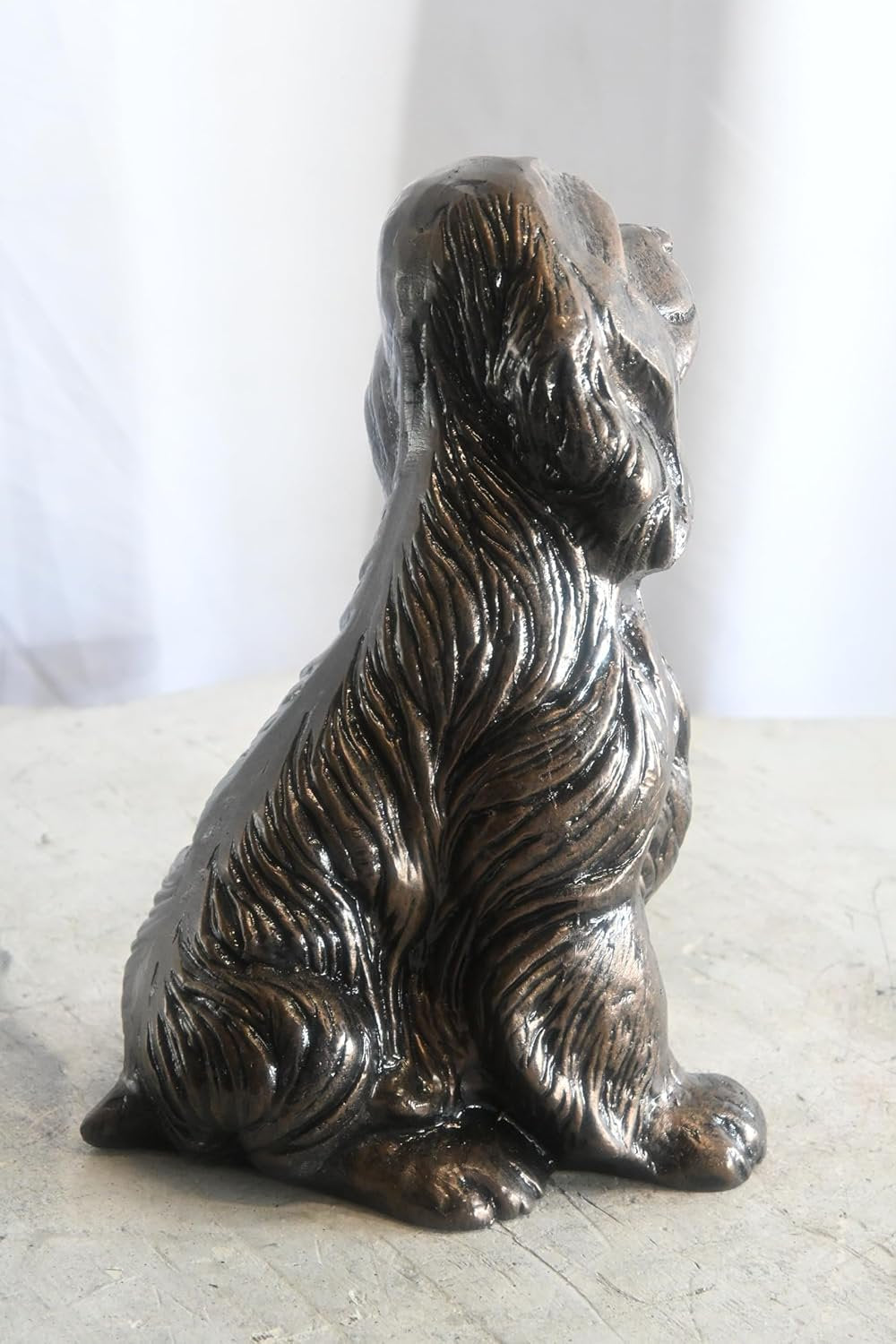 Classic Sitting Cocker Spaniel Handcrafted Aluminum Statue 9"x7"x14"H