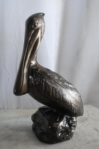 Classic Pelican on Rock Perch Handcrafted Aluminum Decor 13"x7"x28"H