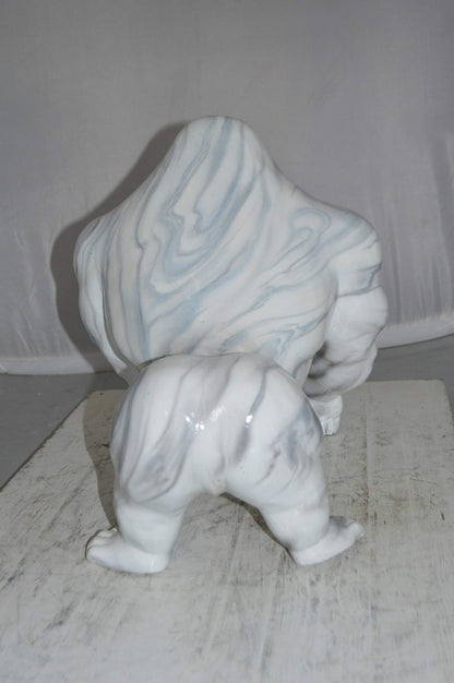 Modern King Kong Grey white Bronze Statue -  Size: 15"L x 13"W x 17"H.