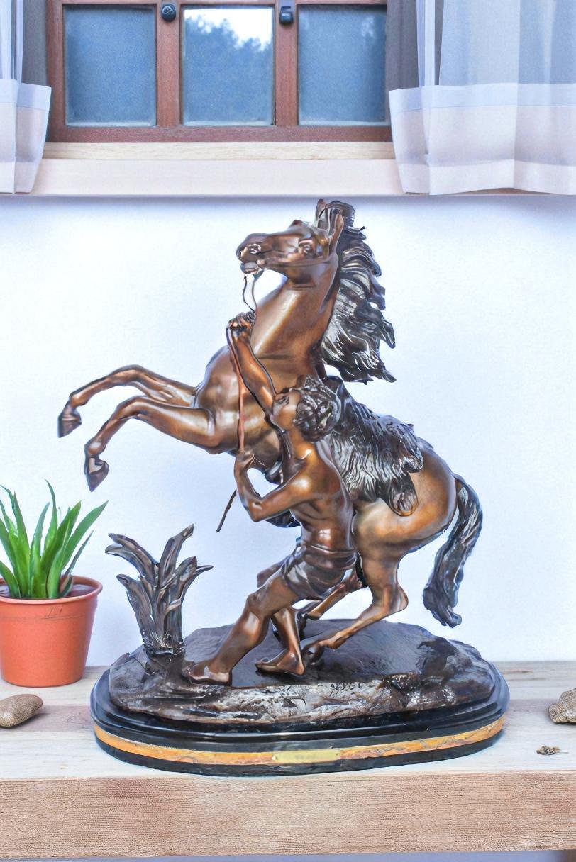 Guillaume Coustou Replica of Marley Horse Bronze Statue 20" x 10" x 25"H
