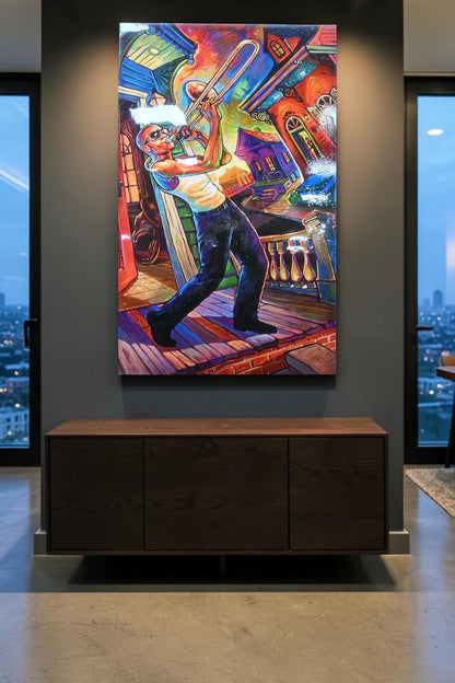New Orleans Jazz Musician Pop Art Resin Canvas 42"x66"