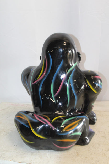 Fiberglass Gorilla Statue Colored with Dripping paint 14" x 15" x 17"H