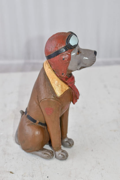 A Happy Dog Dressed Like a Pilot Resin Statue Size: 3" x 4" x 8"H
