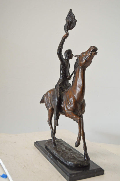 Scalp, a Frederic Remington Replica Bronze Statue - Size: 15"L x 7"W x 19"H.