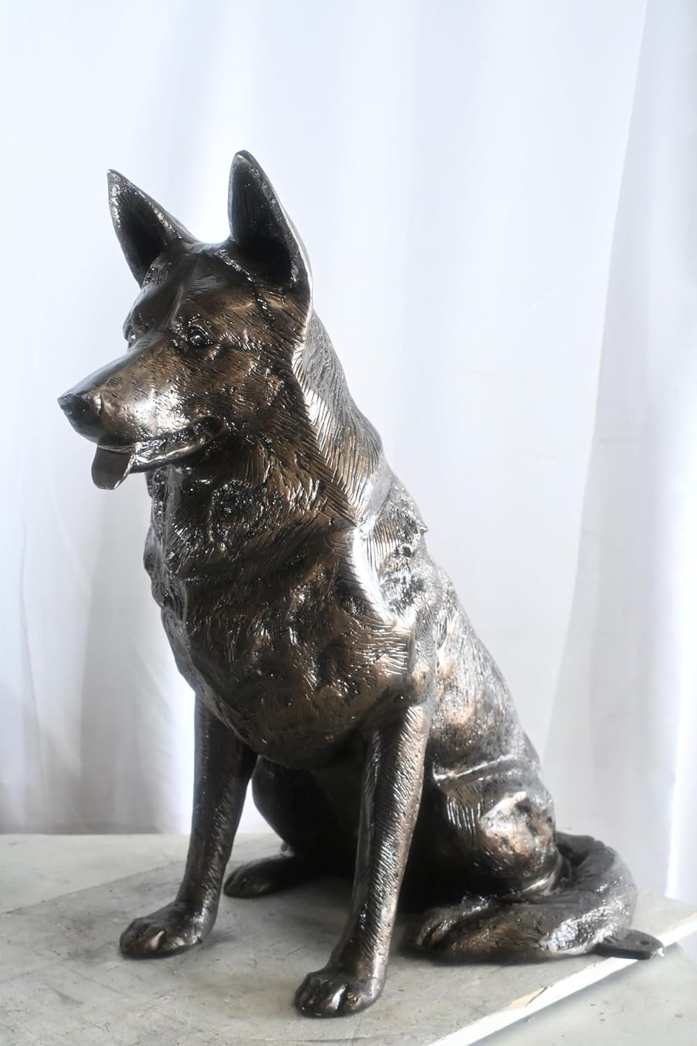 Alert Sitting German Shepherd Handcrafted Aluminum Decor 29"x18"x31"H
