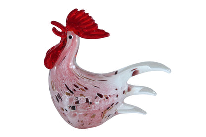 NIFAO Glass Rooster Figurine Hand Blown Art Glass Tabletop Decor 8" x 4" x 8"H